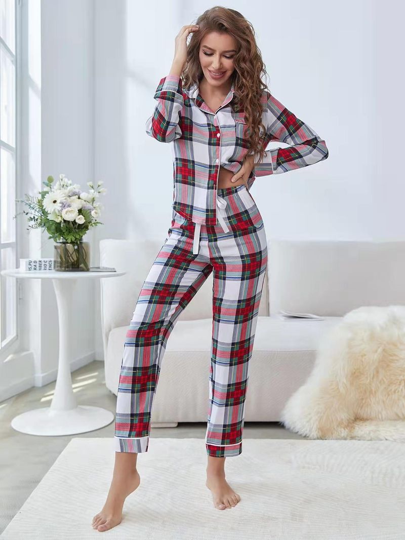 Women's Pajamas Autumn Winter Christmas Long Sleeve Shirt And Pants Two-Piece Set Homewear Night_voghion.com