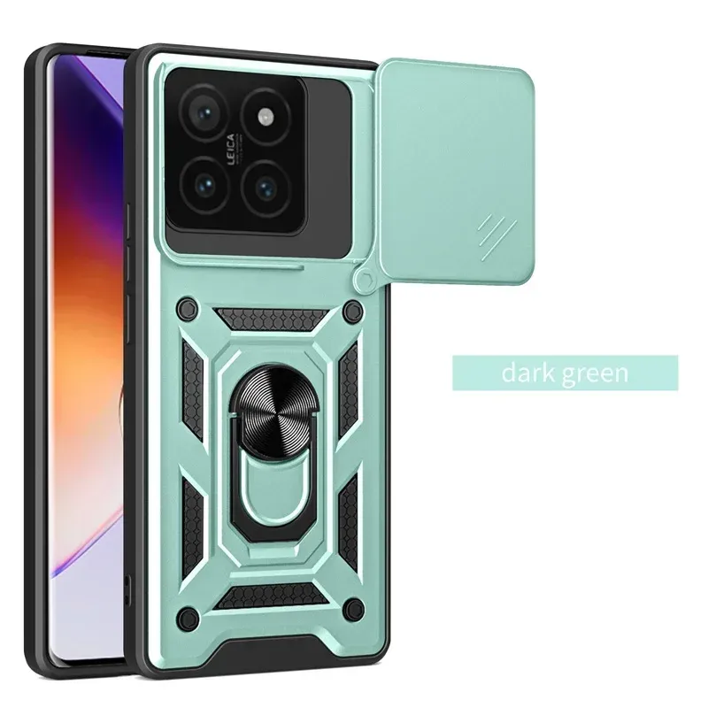 Etui do Xiaomi 15 Pro 14T Pro 5G Redmi Note 14 5G Slide Camera Lens Protection Magnetyczny pierścień Stand Armor Shockproof Cover_voghion.com