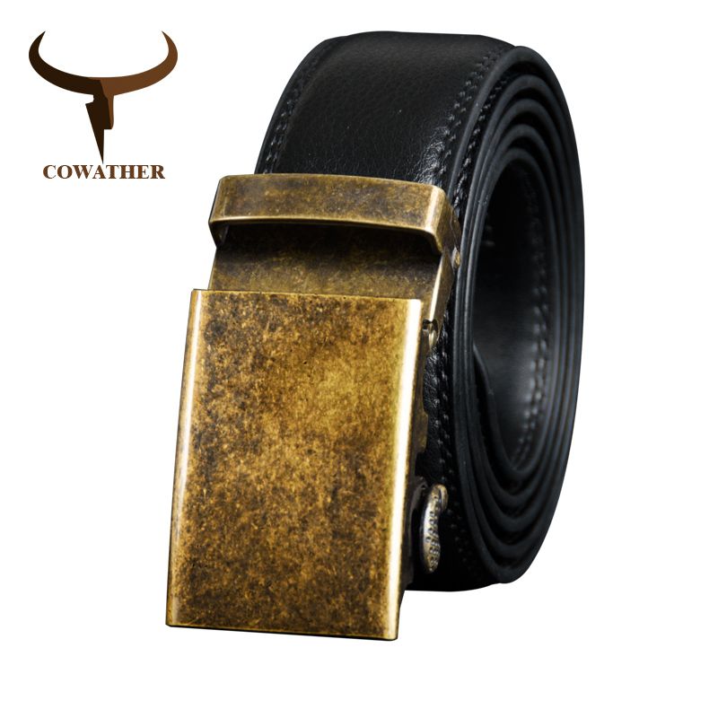 Cinturón de piel de vaca auténtica para hombre, correa de hebilla automática de metal, de alta calidad, CZ125_voghion.com