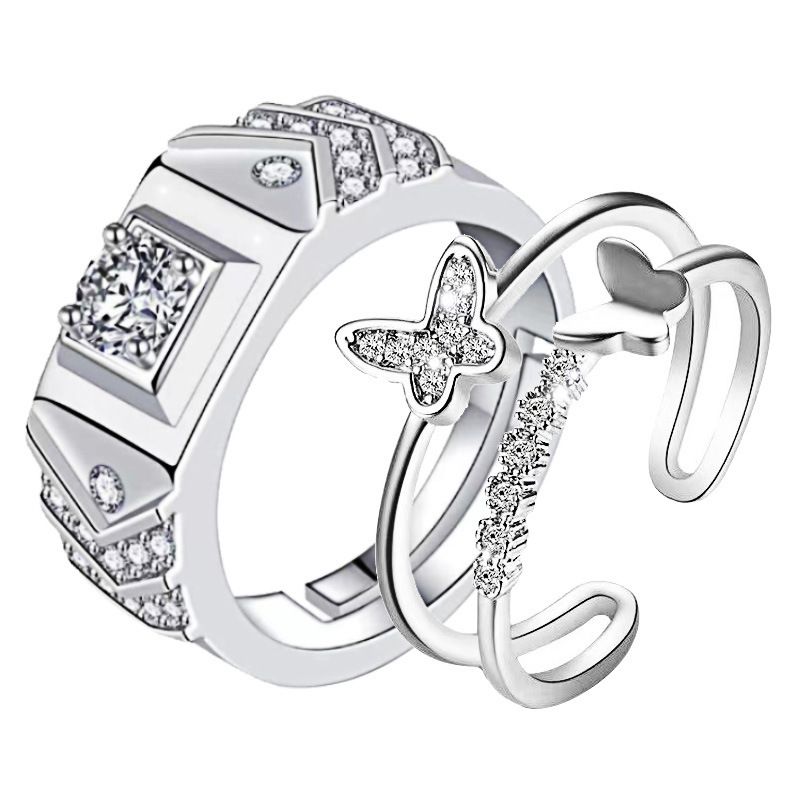 Paarring Weißgold Paarring Festivalschmuck Einfaches Valentinstags-Geburtstagsgeschenk_voghion.com