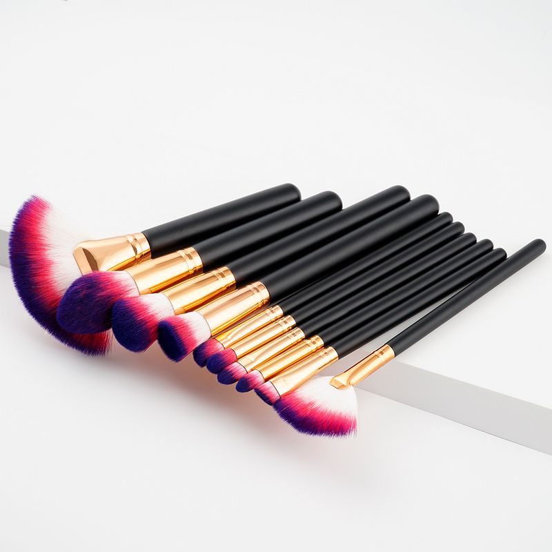 10 pcs makeup brushes makeup tools set large fan brush wooden handle (7 colors in total GUJHUI_voghion.com