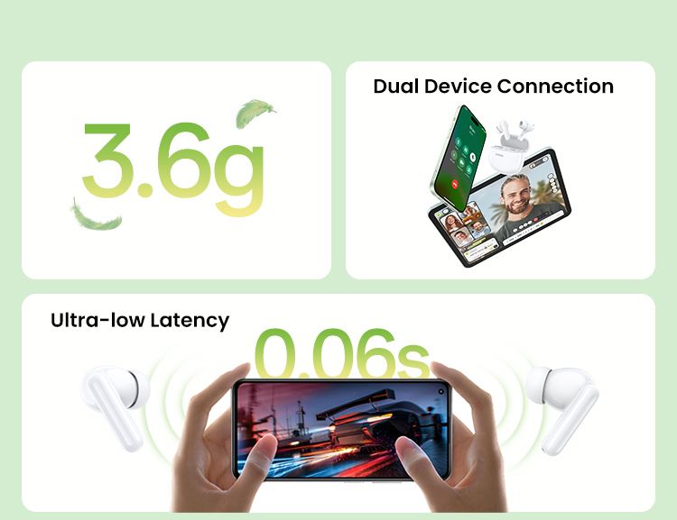 UGREEN HiTune P3 TWS Bluetooth-Kopfhörer, kabellose Kopfhörer, 28 Stunden Anrufgeräuschunterdrückung, In-Ear-Ohrhörer mit Freisprechfunktion_voghion.com