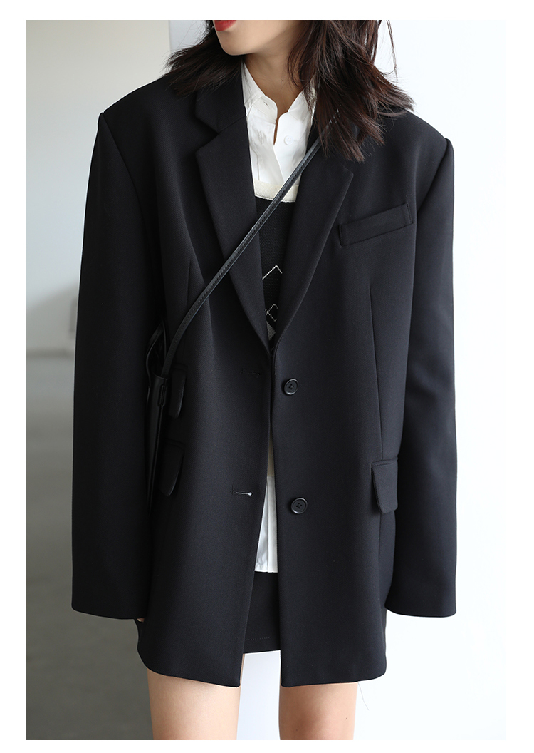 CHICVEN Donna Office Lady Blazer Polsino Ricamo Spalla Larga Abito in Twill Capispalla Donna Autunno Capispalla Elegante Top_voghion.com