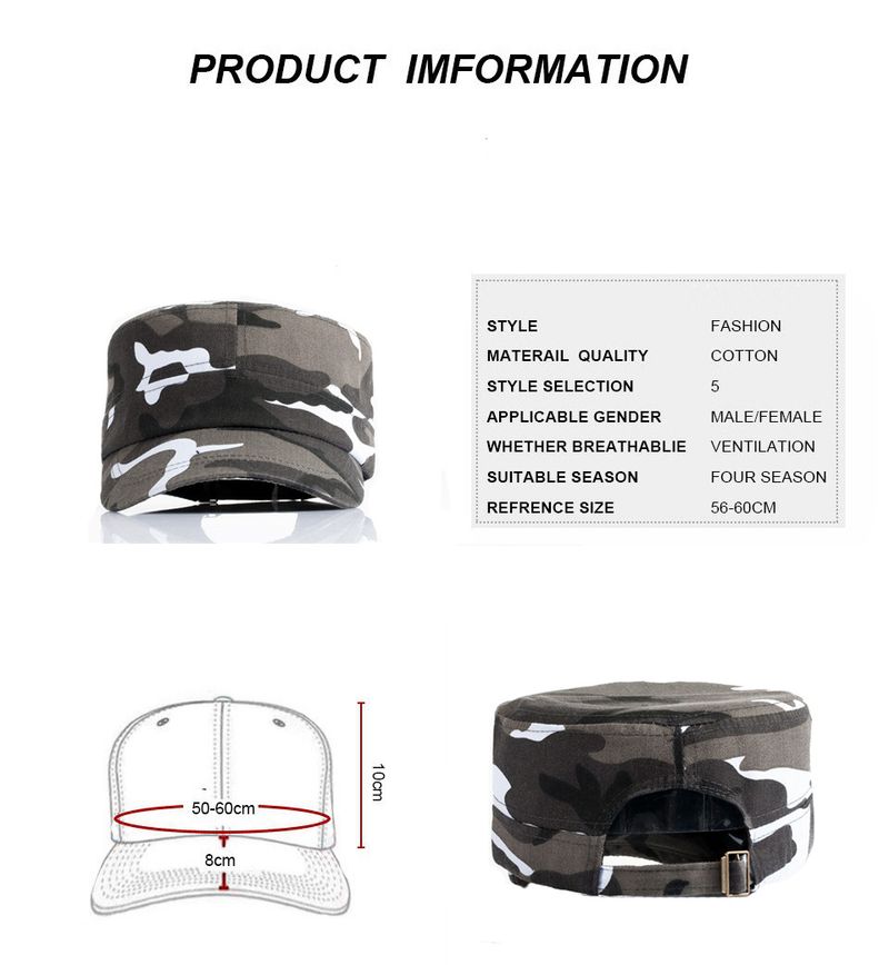 Foreign Camouflage Military Fashionable And Versatile Casual Hat, Flat Top Hat_voghion.com