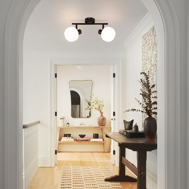 Glitzerlife Deckenstrahler Weiß Deckenleuchte 2 Flammig - Mordern E14 Deckenlampe Innen Strahler Vintage Glas Lampenschirm Für Schlafzimmer Wohnzimmer Flur_voghion.com