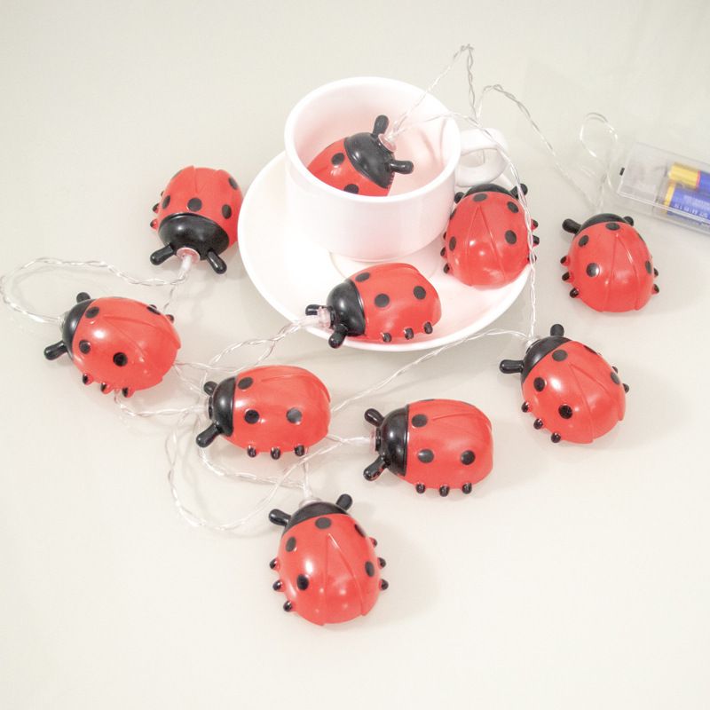 LED Ladybug String Lights - Outdoor Decorative Bug Lights For Garden, Christmas, And Parties (10/20/40 LEDs, Battery/USB/Solar Powered, Warm White)_voghion.com