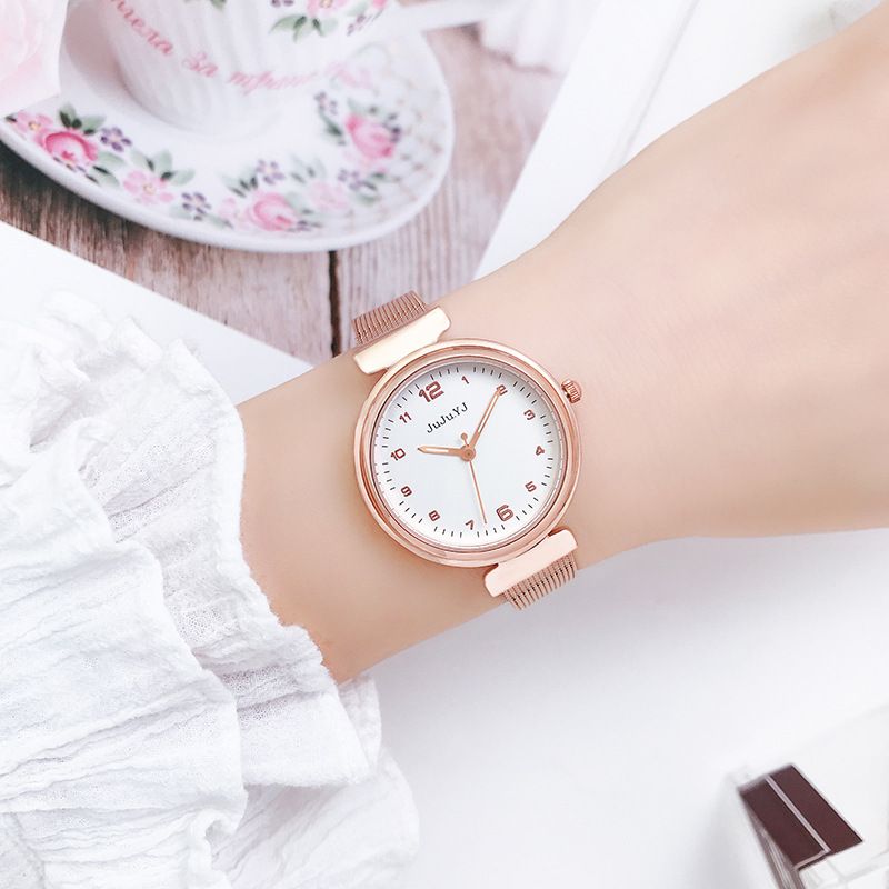 Edizione coreana da donna, alla moda e dal temperamento minimalista, maglia con disco digitale, al quarzo impermeabile_voghion.com