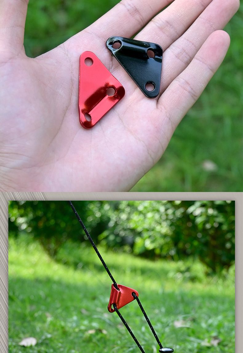 Tent Guyline Tensioners - Aluminum Triangle Rope Clips For Canopy & Tarp | Adjustable Windproof Cord Locks (10-Pack, Silver/Black)_voghion.com