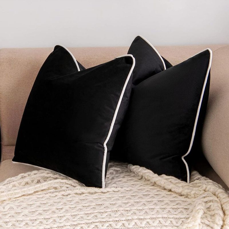 Modernes, minimalistisches Dekokissen – Weiches Polyesterkissen mit Füllung aus PP-Baumwolle – Klassisches Schwarz-Weiß-Design (30 x 50 cm bis 60 x 60 cm, mit/ohne Einsatz)_voghion.com