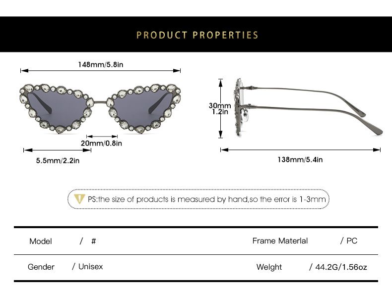 Unisex mode runda diamanter dubbade solglasögon Solskydd Solglasögon utomhus Rhinestone glasögon_voghion.com
