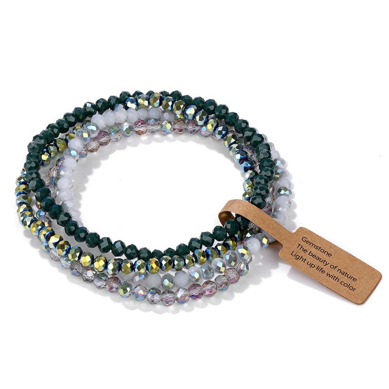 Pulsera de cuatro piezas de vidrio bañado en color para mujer, conjunto de regalo de moda para mejor amiga, joyería_voghion.com