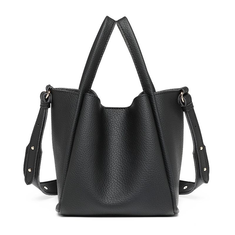2025 Korean Style Fashion New Soft Leather Litchi Pattern Handbag Basket Niche Simple Versatile Crossbody Bag_voghion.com