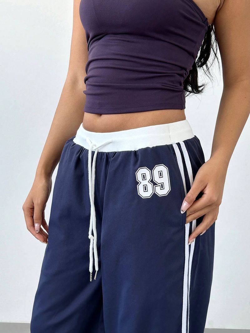 Pantaloni casual a vita alta con coulisse, gamba larga, blocchi di colore, taglio dritto, nuovi arrivi primavera estate, pantaloni larghi_voghion.com