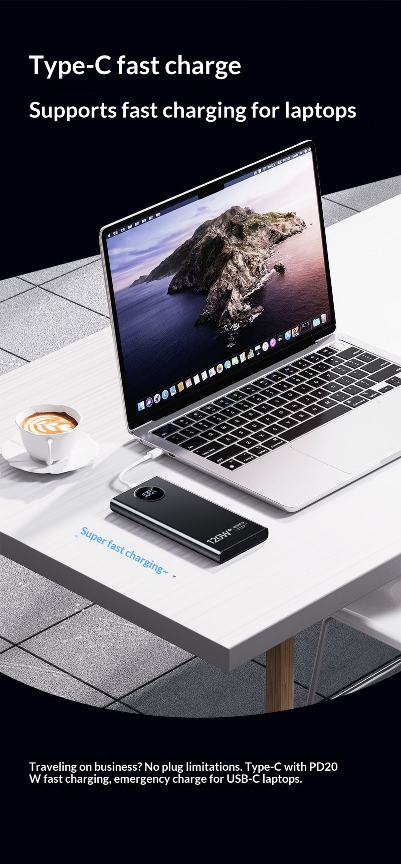 120W Large Capacity Super Bank 20000mAh Two-Way Fast Charging Mobile Power Gift Wholesale LGO_voghion.com