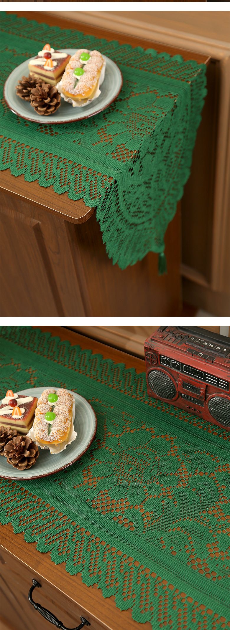 Weihnachtstischläufer-Set – Stoffdekor im nordischen Stil für Esstisch, Couchtisch und TV-Ständer (Weihnachtsdekor)_voghion.com