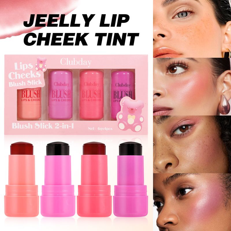 Clubday Jelly Set Makeup Q Play 4 Color Moisturizing Matte Carmine powder blusher_voghion.com