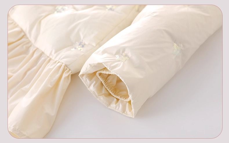 Kurzjacke mit Glitzerstickerei für Kinder – Lange Winterjacke mit Taillenband (Unisex, Gelb, 8–14 Jahre)_voghion.com