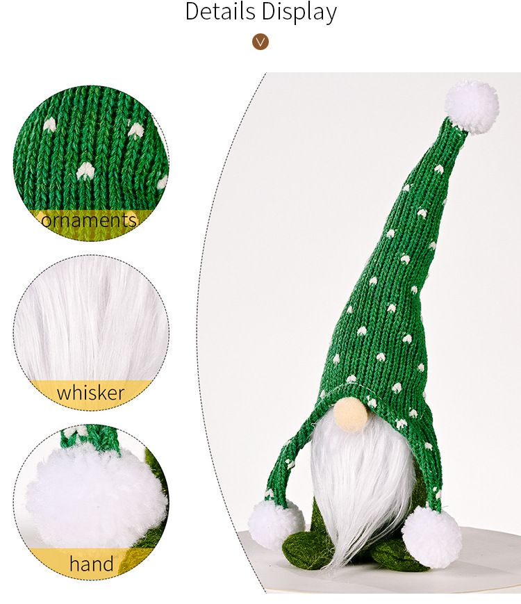 Gesichtslose Puppe Weihnachten nordischer Waldmann Strickmütze sitzende Figur Schmuck_voghion.com