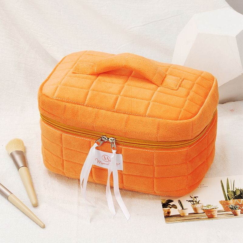 Exclusive Quilted Storage Cosmetic Bag Large Capacity High Value Solid Color Travel Fabric Quilted_voghion.com