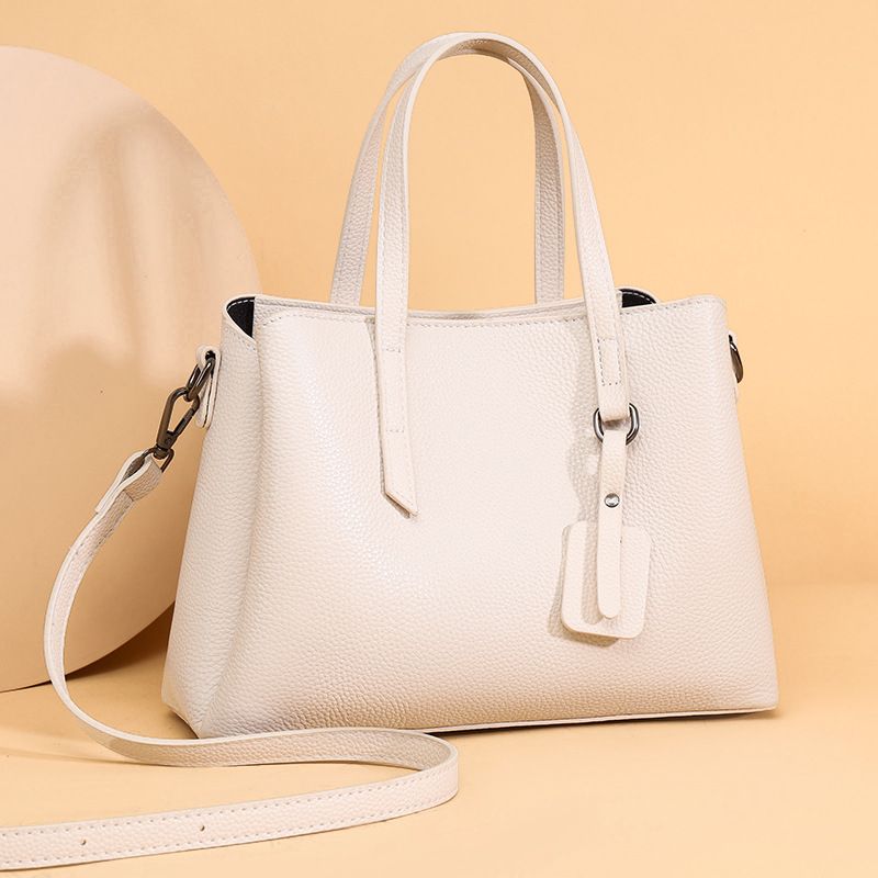Top Layer Cowhide 2025 New Model Mollie Genuine Leather Tote With Zipper And Multiple Compartments Shopping Bag_voghion.com