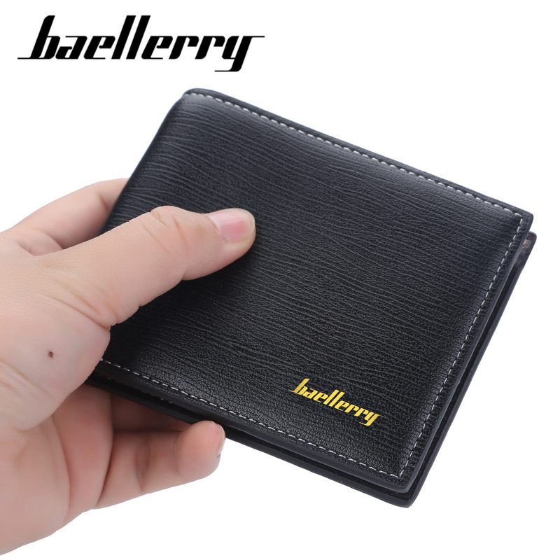 Baellerry Herren-Geldbörse, neue Produkteinführung, kurze horizontale Leder-Geldbörse, Geldbörse mit Zahnstochermuster, Herrentasche_voghion.com