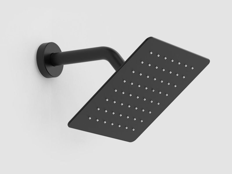 Shower Faucet With Storage Rack 8-inch Rain Shower Head Shower Decoration Kit With Single Spray Shower Head Shower Faucet Set Complete Matte Black_voghion.com