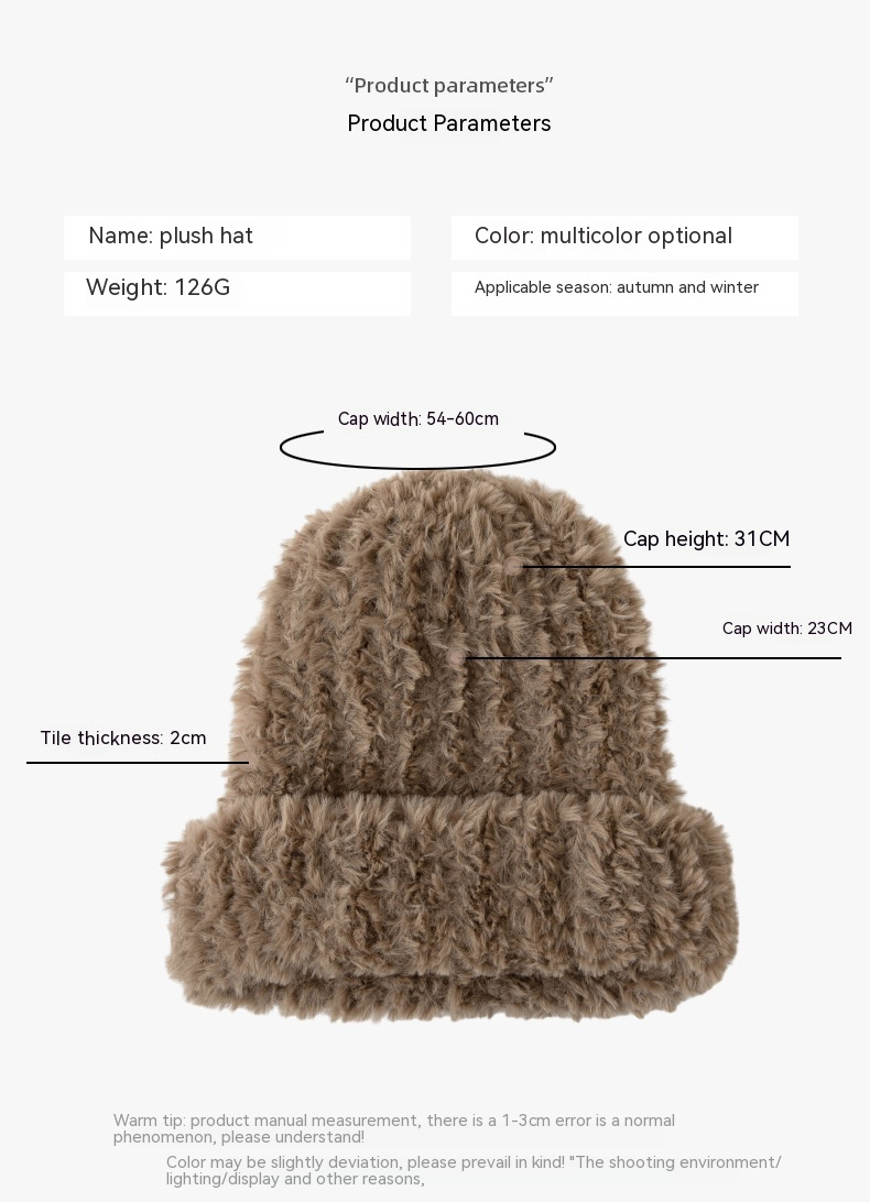 Grand bandeau chaud en peluche pour enfants, protection des oreilles d'hiver, ample, empilé, polyvalent, tricoté, visage montrant un petit chapeau en laine, nouvelle collection automne et hiver_voghion.com