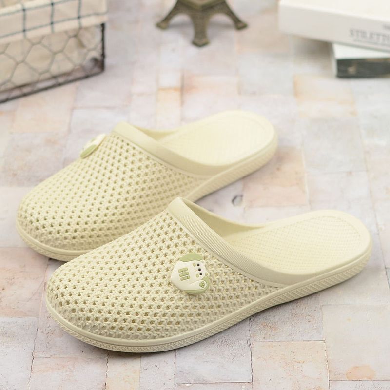 Shoe Factoy Production Pantofole piatte chiuse per donna Suola morbida Antiscivolo Bagno interno Spiaggia Casual Hollow_voghion.com