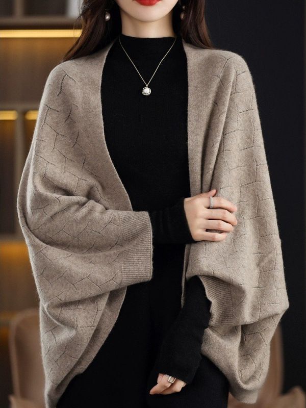 Women's Versatile Knit Shawl Scarf Wrap - Oversized Open Front Cardigan Cape In Solid Colors For Fall & Winter_voghion.com