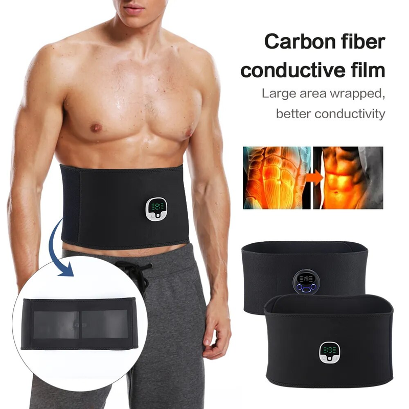 Negozio di cure di bellezza EMS Cintura fitness addominale intelligente in fibra di carbonio, massaggiatore elettrico domestico, cucchiaio per il corpo Aste, modalità 8, 19_voghion.com