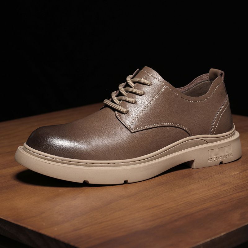 2025 New Workwear British Style Breathable Casual Leather Men's Lace Up Business Shoes, Black_voghion.com