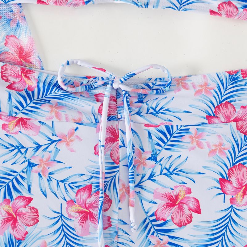 Traje de baño de tres piezas para mujer, estampado multicolor de alta gama._voghion.com