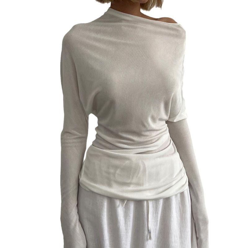 Nuovo top a maniche lunghe in maglia da donna in stile autunnale, un design elegante, abbinato a una maglietta hot girl con spalle scoperte_voghion.com