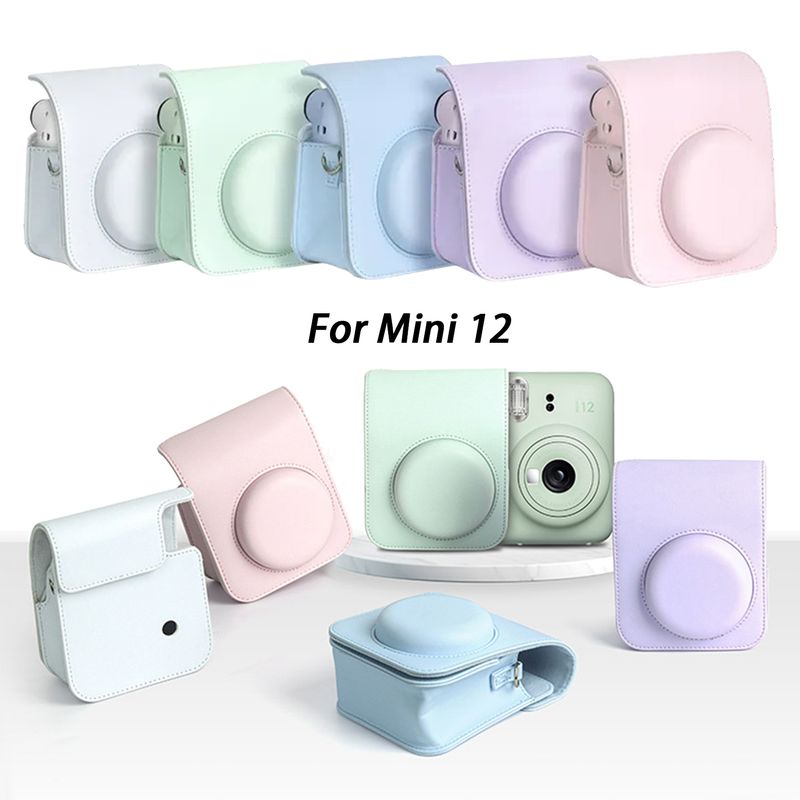2023 für neue Fujifilm Instax Mini 12 Instant Film PU Ledertasche Hülle mit Schultergurt Kameratasche_voghion.com