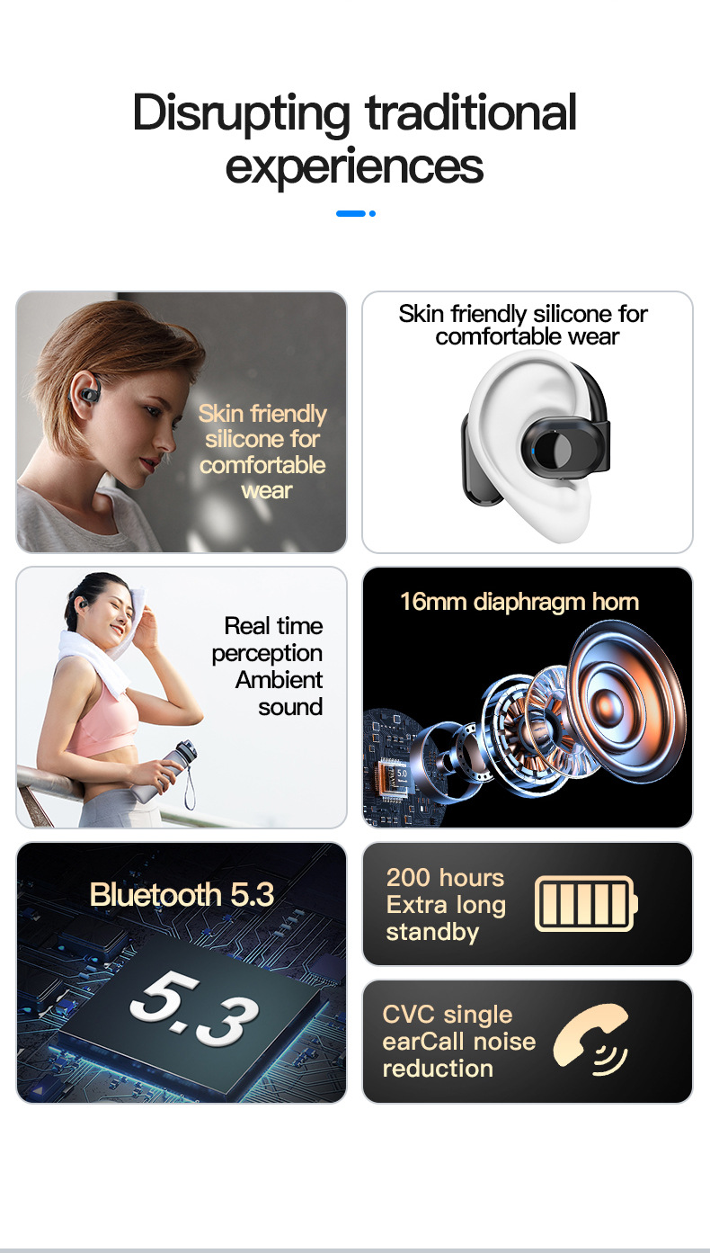 Neues BY99-Bluetooth-Headset, kabelloses Headset, passt nicht ins Ohr, offenes Ohr, hängendes Sport-Business-Headset_voghion.com