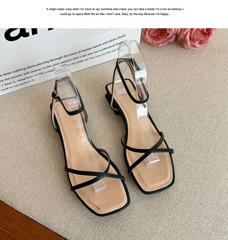 2025 Sommer Offene Zehen Frisch Flach Für Frauen Mit Niedrigem Wurzel Vollleder Weiches Gesicht Einteilige Schnalle Römische Sandalen_voghion.com