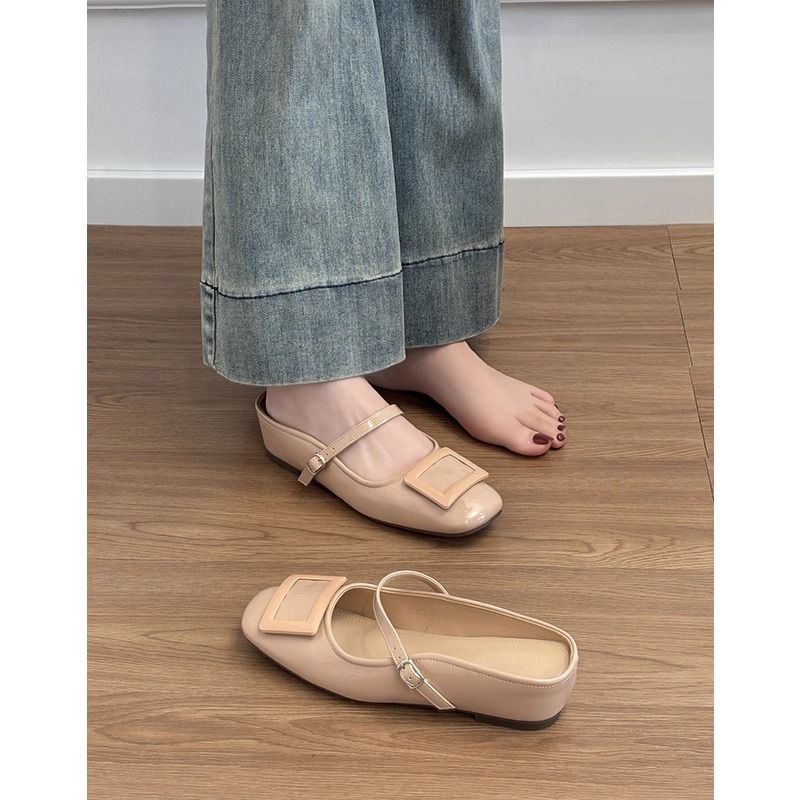 Sheepskin Version~ Genuine Leather French Hidden Heel 5Cm Closed-Toe Mules For Women 2025 New Style Paired With Dresses_voghion.com