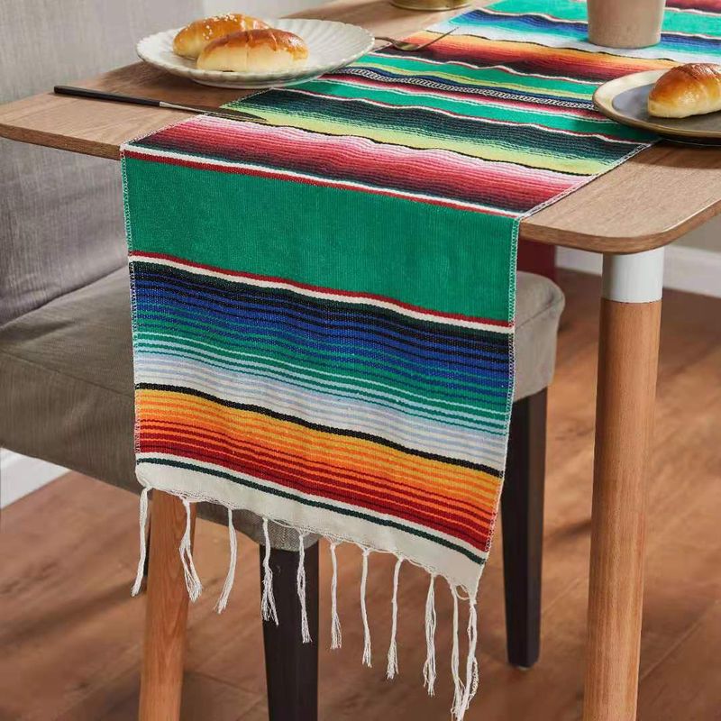 Bandera de mesa Mantel mexicano Manta mexicana a rayas Manta mexicana Mantel étnico Manta aborigen_voghion.com