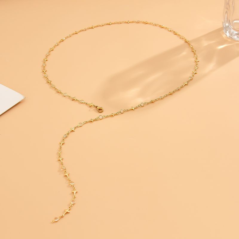 Collier pour femme, petit collier en forme de Y, couleur fraîche, chaîne de clavicule en cuivre tridimensionnelle_voghion.com