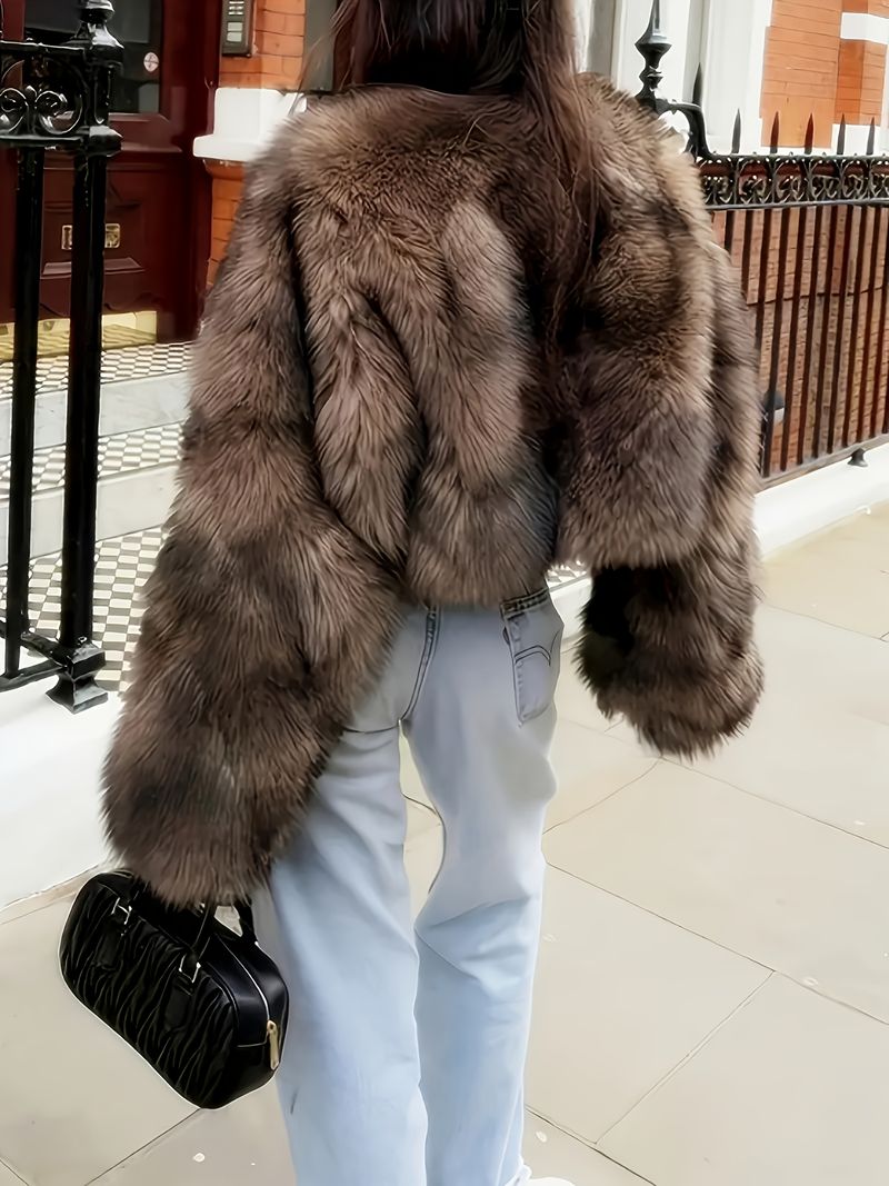 Elegante e caldo cappotto lungo da donna con fodera in peluche, lavabile a mano, per eventi casual e formali, tinta unita, autunno/inverno_voghion.com