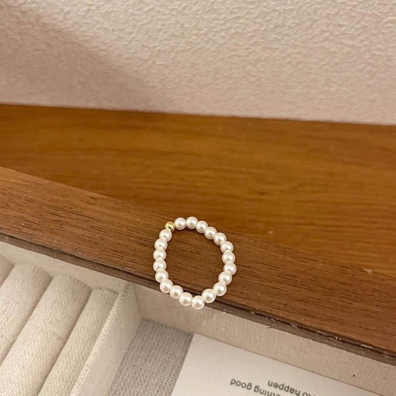 Shi Jia Light Luxury Mini Beaded Elastic Rope with No Hand Circumference Temperament Freshwater Pearl Ring_voghion.com