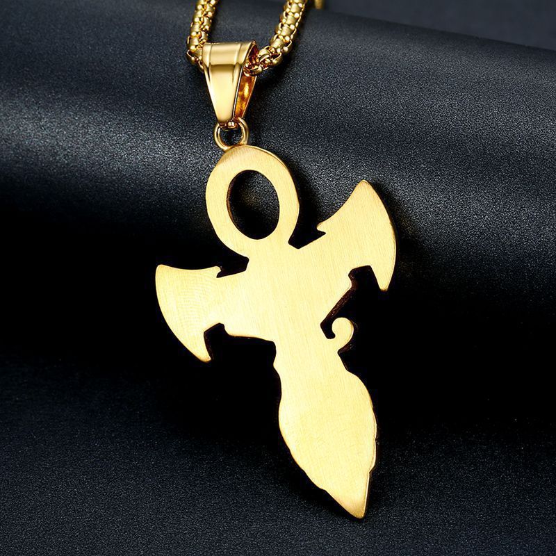 Neuer Hip-Hop-Schmuck Titanstahl vergoldeter eingelegter Diamant Auge des Horus Ankh Kreuz Anhänger_voghion.com