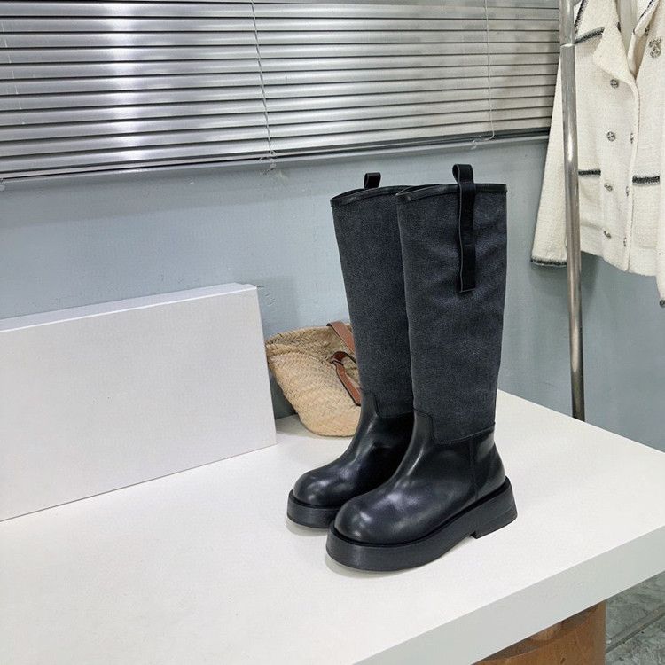 High End Quality 2024 Autumn/Winter High Cut Leather Knight Canvas Color Blocking Casual Fashion Versatile Slimming_voghion.com