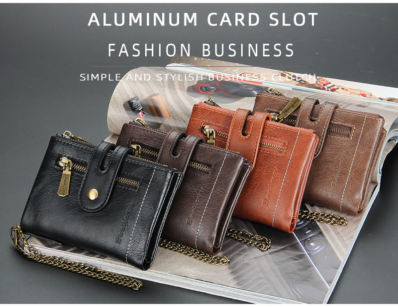 New Men's Short Wallet European And American Business Double Zipper Zero Wallet Multiple Card Slots_voghion.com