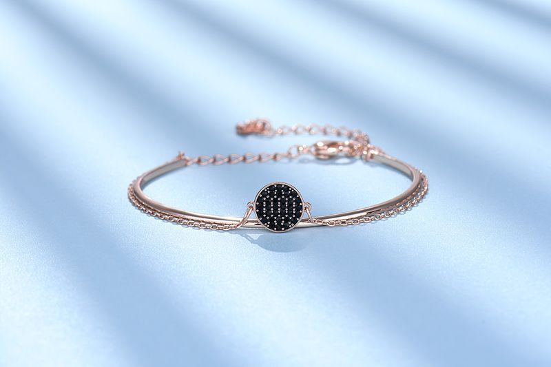 Pulseira de raquete de tênis empilhável dois em um ouro rosa_voghion.com