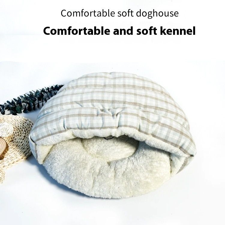 Winter dog nest, thickened and warm pet dog, cat semi enclosed nest_voghion.com