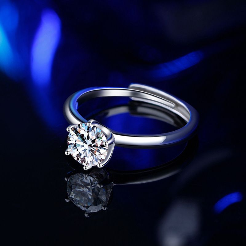 S Sterling Silber Krone Sechs Krallen Mosang Diamant Ehering für Frauen mit Einzigartigem Design, Hohe Qualität, Leichtem Luxus, und_voghion.com