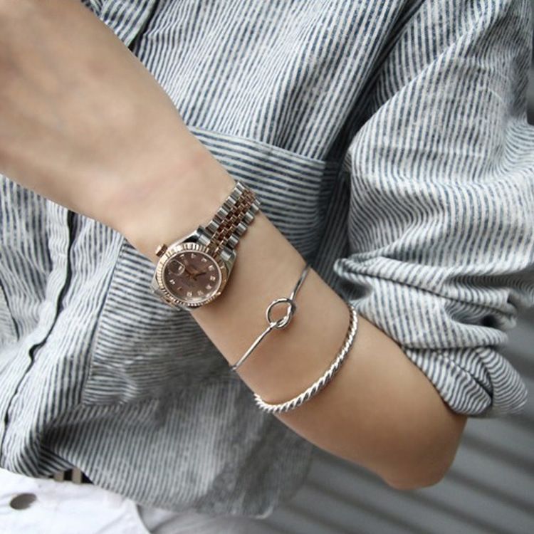 Accessori moda Braccialetto aperto in rame con nodo a cuore semplice per donna_voghion.com