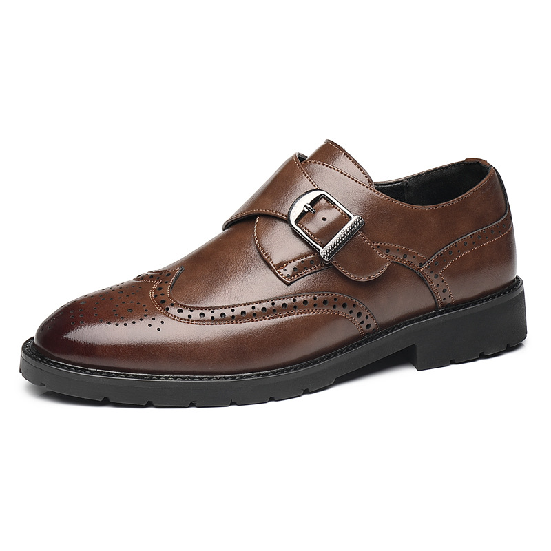 Adatto a tutte le stagioni, nuove scarpe da lavoro formali in pelle da uomo, versatili, alla moda e alla moda, slip-on brogue da uomo._voghion.com