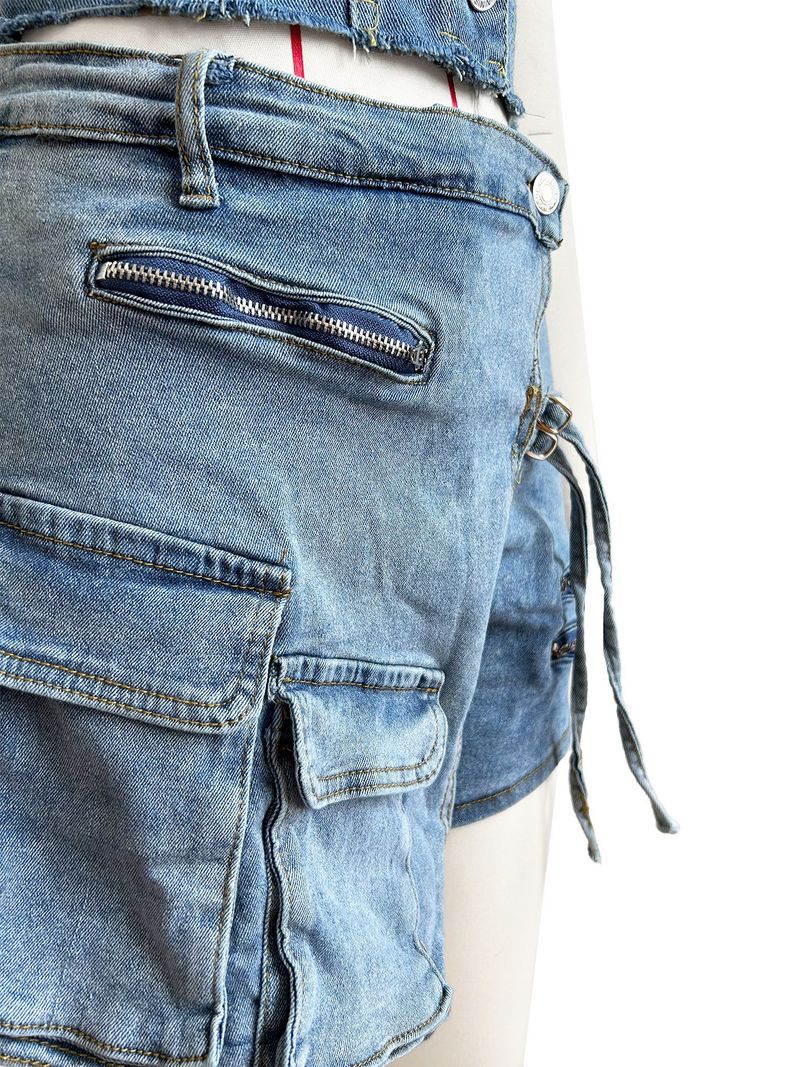 mode kvinders tøj Wrap bryst overalls shorts denim jakkesæt_voghion.com